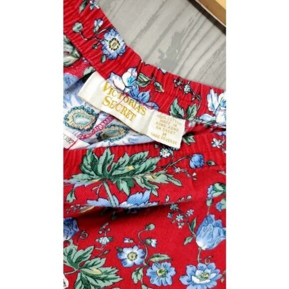 Vintage Cottagecore Pajama Set Red Floral Victoria Secret Cabincore - Picture 7 of 9